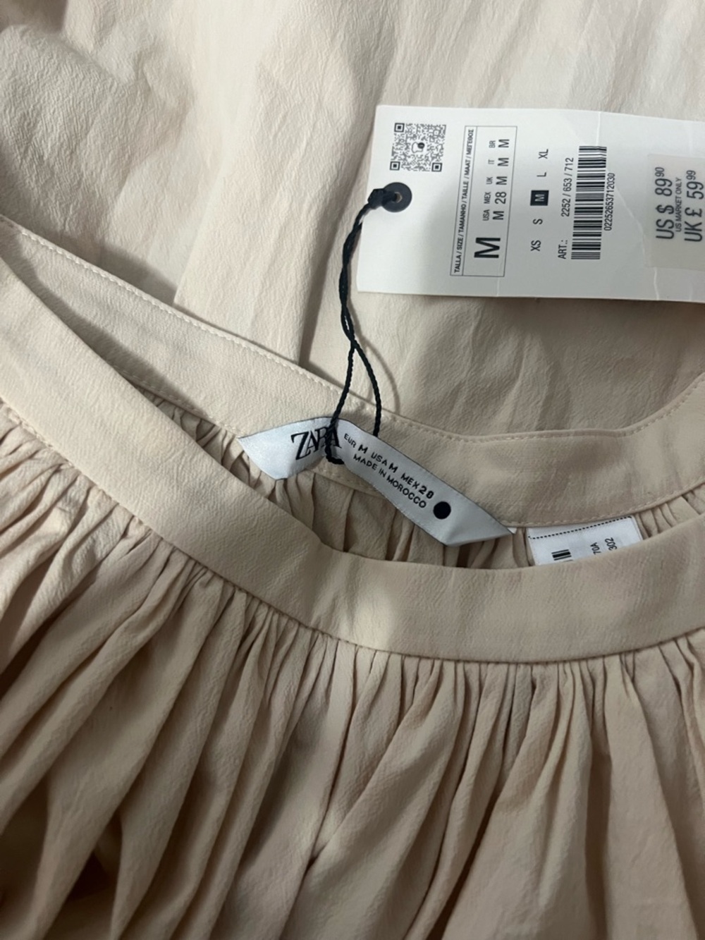 Zara Cream A-Line Gathered Midi Skirt New With Tags 2252/653 - Picture 5 of 7
